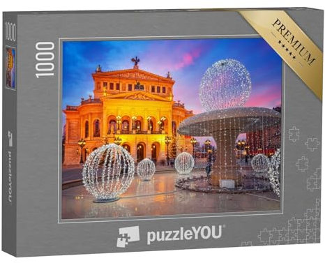 puzzleYOU: Puzzle 1000 Teile „Wunderschön beleuchtete Alte Oper in Frankfurt, Deutschland“ – aus der Puzzle-Kollektion Frankfurt, Deutsche Städte, Deutsche Großstädte