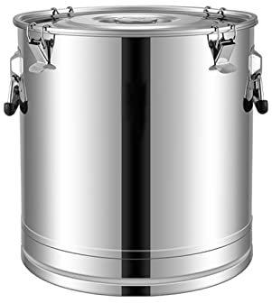 Adima 304 Edelstahl Milchkanne 25-105L Schwerlast Milcheimer Weinkübel Tragekrug Ölfass Teedose Mit Versiegeltem Deckel Für Flüssigkeit Fester Speicher 4 Schlösser,25L