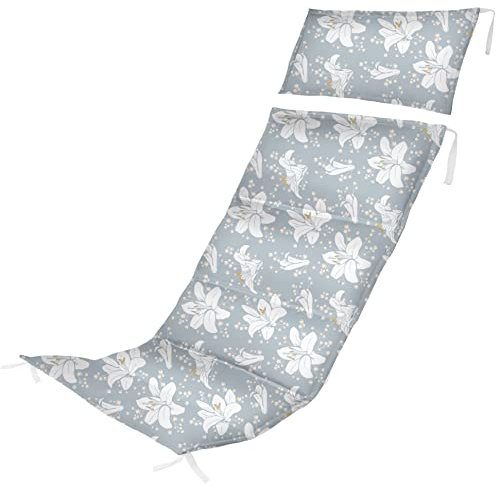 Lilien Holz-Liegestuhl Auflage für Klappbar Klappliegestuhl Wasserabweisende Polster Hochwertiges Polyester Kissen mit Watte in der Farbe Lilie [145]