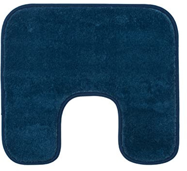 Gözze - Premium Rutschfester Badteppich mit Ausschnitt, RIO, 100% Microfaser, Ideal als WC-Vorlage für Standtoilette, 50 x 45 cm - Dunkelblau