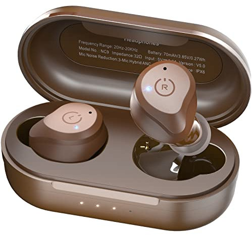 TOZO Auriculares Inalámbricos, NC9 Cascos Inalambricos Bluetooth con Cancelación de Ruido Activa de Varios Modos, Auriculares Inalambricos Bluetooth 5.3 con Modo Transparente, 2023 Versión