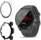 KeeFos Coque Compatible avec Garmin Forerunner 255, 9H Anti-Rayures avec Verre Trempé 2 Pièces, PC Matériel Coque, Cover pour Garmin Forerunner 255(Noir+Transparent)
