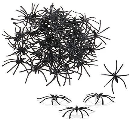 com-four® 50x Deko-Spinnen - Kunststoffspinnen als Streudeko - Tischdekoration für Horror-Partys zu Halloween - gruselige kleine Spinnen aus Plastik