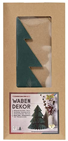 folia 49201 - Wabendekor Classic XMAS Tree, Weihnachtsanhänger, Höhe ca. 32 cm, faltbare Weihnachtsdeko für innen