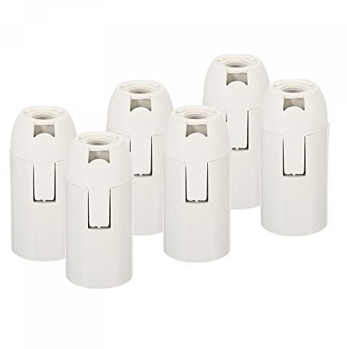 sourcing map Threaded Light Socket Base 250V E14 56x26mm Screw-in Bulb Lamp Holder for LED Retro Pendant Lights White Pack of 10