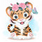 DCIDBEI 30 x 30 cm Diamond Painting Runde Stickerei Diamant-Malerei Anime,Diamant Painting Set Tiere für Kinder Erwachsene Anfänger Wanddekoration zu Hause (Babytiger mit Rosen)