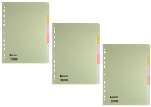 Conipa® - 3er Set 6 Farben Taben Register für Ordner DIN A4 (MADE IN GERMANY) - Ordner-Registerblätter & Trennblätter KARTON (Universallochung) - Trennregister & Trennstreifen Akten & Hefter (Grün)