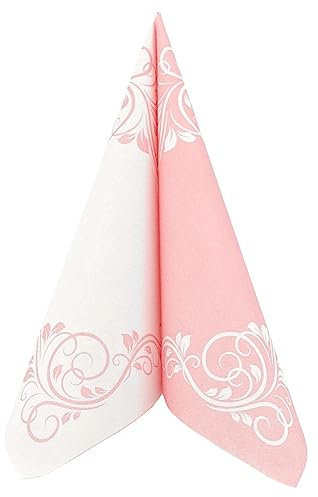 APARTina Servietten Ornamente 40x40 cm stoffähnlich Airlaid, stoffähnliche Hochzeitsservietten Serviette Hochzeit Einwegserviette - BELLISSIMA Rosa