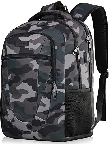 BIKROD Rucksack Herren und Damen, Schulrucksack Jungen Mädchen Teenager, Wasserdicht Rucksack | 17.3 Zoll Laptoptasche mit USB Ladeanschluss | Arbeit Reisen Wandern Backpack mit Anti Diebstahl Tasche