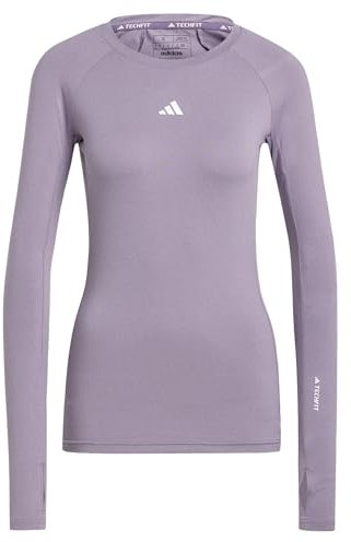 adidas Damen Techfit Long Sleeve Training Top T-Shirt, Shadow Violet, XL