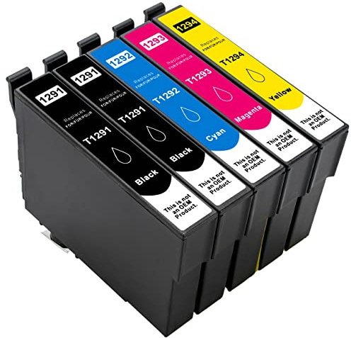 ESMONLINE 5 er Set Multipack kompatible Druckerpatronen als Ersatz für Epson T129 E129 passend für Stylus Office SX420W SX425W SX435W SX440W SX525W tylus Office BX625 BX925 Workforce WF-7015 WF-7525