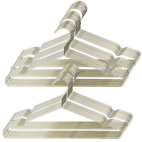 SVITA 50er Set Kleiderbügel mit Hosensteg dünn leicht Metall Gold