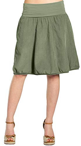 Caspar RO004 Damen Cord Rock Knielang, Farbe:Oliv grün, Größe:S-M
