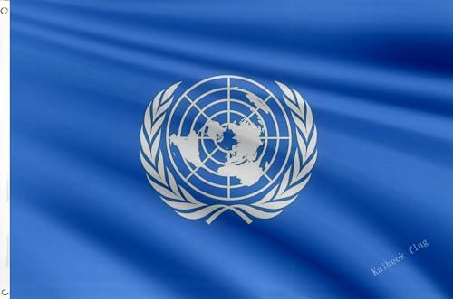 Kaiheok Flagge 3x5Ft/90x150cm the United Nations flagge Polyester mit zwei Metallösen - Canvas-Header und Doppelnähte - perfekt für Fliegen im Schwach wind bereich.