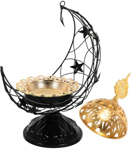 Amosfun Arabischer Weihrauchbrenner Bakhoor-Brenner Aus Metall Mubkhara Weihrauchbrenner Antiker Weihrauchbrenner Topf Kerzenständer Kerzenständer Für Aromatherapie Yoga Spa Schwarz