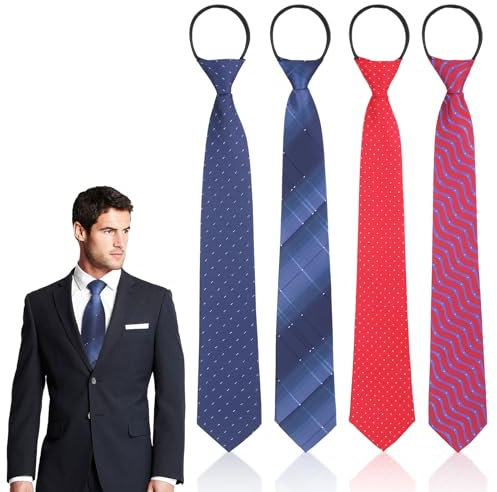 KWJEIULSOQ 4 Stücke Herren Krawatte Set - Klassische Schmale Krawatten für Büro/Hochzeit/Festival - Vorgebunden und Verstellbar (C)