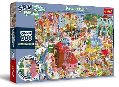 Trefl - Puzzle Spy Guy Lost Items: Danzig, Polen - 500 Elemente, Werden Sie Detektiv und Finden Sie 20 Unterschiede, Verlorene Gegenstände, Kreative Unterhaltung für Erwachsene und Kinder ab 10 Jahren