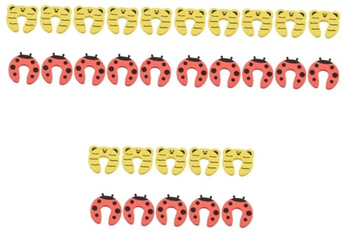 ifundom 30stücke Türstopper Cartoon-design Sicherer Fingerschutz Für Rutschfester Türkeil Geeignet Teppich Und Fliesenböden Rote Marienkäfer Gelbe Bären