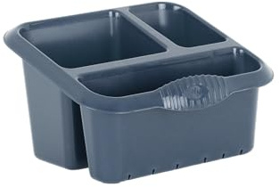 Large 3 Compartments Plastic Sink Tidy Navy Colour Kitchen Sink Organizer with Drainage Holes Sponge Holder, Brushes, Clothes Holder for Kitchen & Bathroom Countertop.