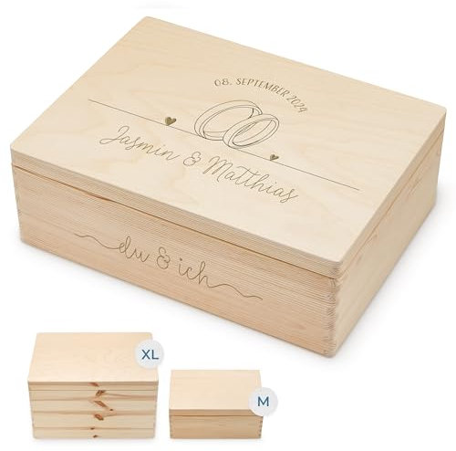 Amari Erinnerungsbox Baby/Kind (40x30x14 cm) - Holzkiste mit Deckel zur Geburt für Mädchen & Jungen Erinnerungskiste, Bastel- & Geschenkkiste - Babygeschenke, Aufbewahrungskiste