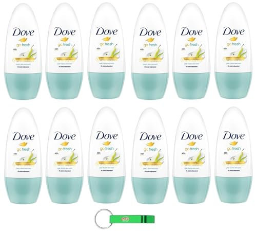12 X Dove Go Fresh Aloe e Pera Deodorante Roll-On,48h Protezione Deodorante 50ml + Portachiavi Beni Culinari
