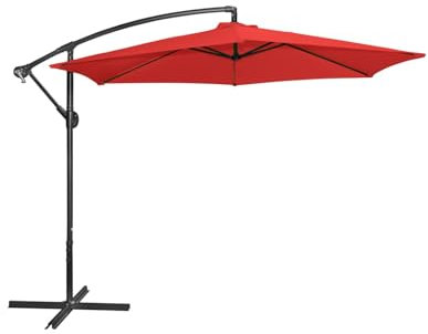 Meublorama Parasol déporté rond rouge diamètre 300cm