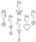 6 Stück Fake Bauchnabelpiercing Clip,Fake Bauchnabelpiercing Fake Bauchnabel Piercing,mit Baumelndem Herz,Schmetterling, Mond Teufel Böser Blick Gefälschter Bauchnabelring,für Frauen