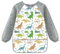 MorLuks Malschürze kinder 3-8 jahre, Malkittel kinderDinosaurier grau, Bastelschürze kinder mit 3 Taschen, Malkittel schule 1, Klasse Jungen, Länge 58cm