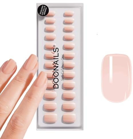 DOONAILS Soft Gel Press On Nails 30er Set Latte Short Square Form Beige Nägel zum Aufkleben Full Cover in Salonqualität Fake nails soft gel Short Natürliches & angenehmes Tragegefühl