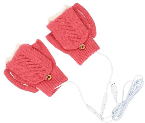 Heizhandschuhe 1 Paar 5v Plüsch, Halbe Finger, Wasserfest, Frauen Männer