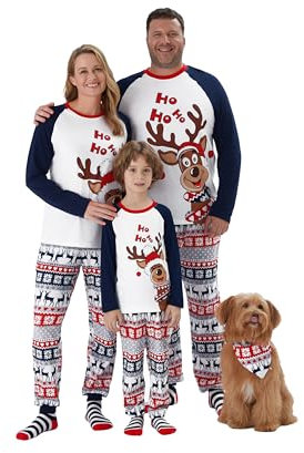PATPAT Pigiama Natale Famiglia Coordinati Natalizi per Tutta la Famiglia, Pigiami Invernali per Donna Uomo Bambini, Regali di Coppia, Vestito Capodanno Donna, Coordinati Coppia, Pigiami Invernali