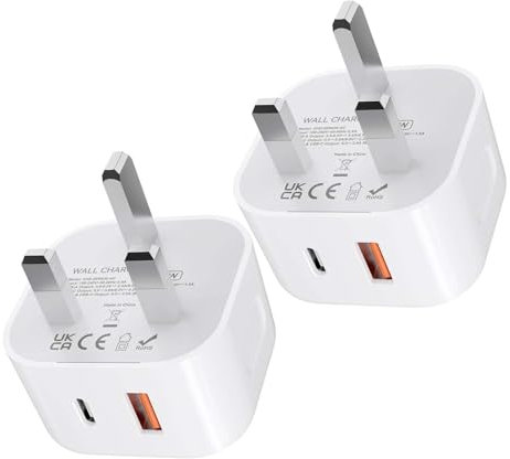 USB C Plug, 20W USB C and USB Wall Charger, Dual Port Fast Charging Type C Adapter Compatible with iPhone 15/15 Pro/15 Pro Max/14/14 Pro/13/13 Mini/12/12 Pro Max,iPad Etc