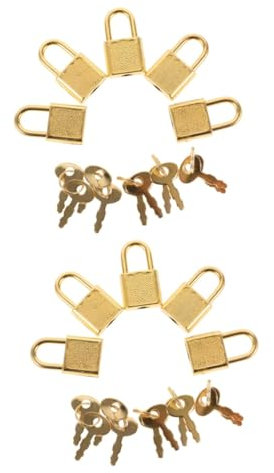 Vaguelly 10 Sets Pirate Treasure Chest Lock Antique Padlock Dresser Case Door Lock Decorative Padlock Latch Buckle Small Locks with Keys Mini Decorative Locks Mini Vintage Lock Iron Golden