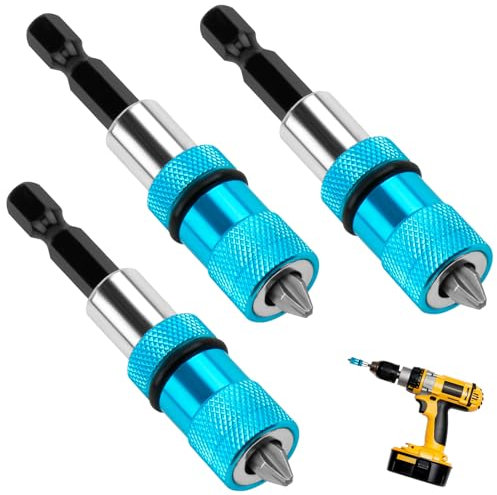 Batheidon Set di 3 Porte-Punte Magnetici per Cartongesso, porta inserti per avvitatore, Regolazione Profondità Vite, Tige Esagonale 1/4, Attacco Rapido, Adatto per Avvitatori e Trapani a Batteria