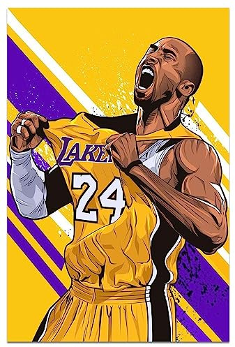 Kobe Bryant Leinwand-Kunst, motivierende Basketball-Poster, Mamba-Druck, Laker-Dekorationen für Jungenzimmer, Wohnheim, Wohnzimmer, tolles Geschenk für Basketball-Fans, Kinder und Erwachsene, kein