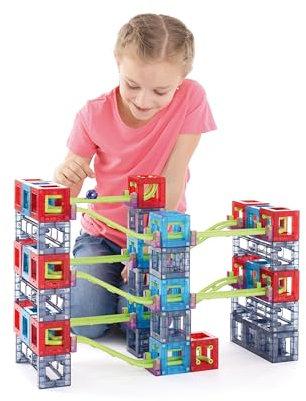Babylon 353-20909 Qvolution Advanced Kugelbahn, 72-teiliges Set, Magnetische Konstruktion, 3D-Lernspielzeug