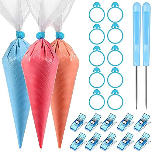 122 PCs Tippless Piping Bags Einwegkuchengebäck Tasche Für Royal Icing Kuchen Dekorations Taschen Werkzeug Mit Clips Awls
