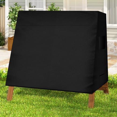 LuLobtg Outdoor Swing Cover Waterproof Porch Swing Cover Protective Patio Swing Cover A Frame Swing Protector for Outdoor Patio Swing 3 Seater 216x140x170cm Black