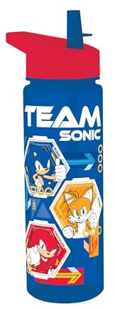 HOX Sonic Drink Bottle 750ml Drinks Bottle | Reusable Polypropylene Eco Friendly Bpa-Free Plastic Water Bottle with Removable Straw, Spills & Leaks Proof | Gift for Sonic Fan | Licensed Merchandise