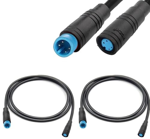 VISSQH 2 PCS Ebike 4 Pin Waterproof Extension Cable Connector e-bikes male and female Plug Wire,4 pin cable connector,for electric bike light,Throttle,Ebrake-50 cm