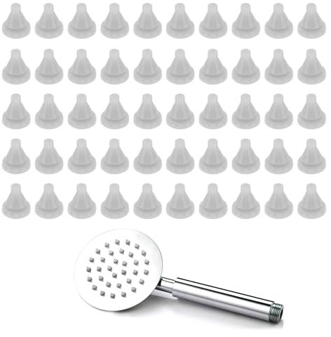 50 Pcs Shower Head Nozzles Replacement, Silicone Shower Nozzle Head Replace Showerhead Spray Hole Nozzle for Showerhead Hole Repair Parts Fit Hole Diameter 0.5 mm, Light Grey