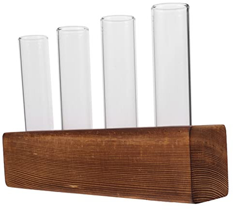 Toyvian Pflanzenterrarium Mit Glasvasen Und Holzständer Hydrokultur Anlage Für Pflanzen Ausbreitung Durchsichtiges Glaspflanzgefäß Für Zimmerpflanzen