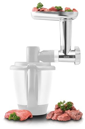Wundermix - Fleischwolf Aufsatz für WunderCentix® & Thermomix TM6 TM5 • Elektrischer Fleischwolf mit Wurstfüller • Für Spritzgebäck, Burger & Wurst • Edelstahl • Fleischmaschine Küchenzubehör