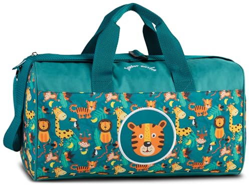 Kindertasche Sporttasche Reisetasche Tiger, Jungen Mädchen Kinder, türkis, 38 x 22 x 20 cm, 17 Liter