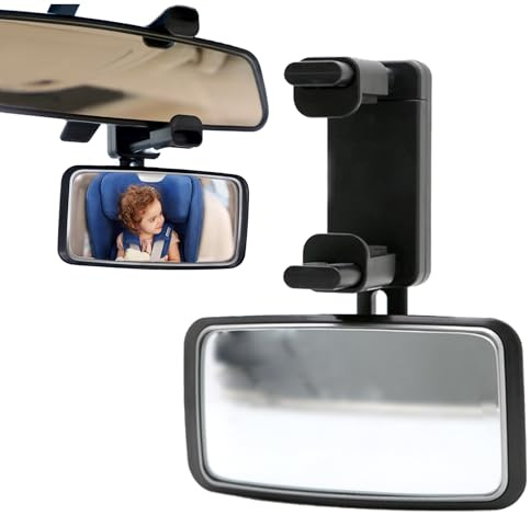 FENGCHUANG Rücksitzspiegel für Babys 13 cm x 6.3 cm | 360° Einstellbare Rücksitzspiegel für Babys mit Gefederten Clips für Säuglinge Kinder für Meisten Auto