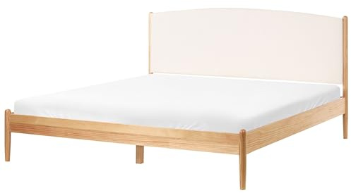 Bett Kiefernholz hellbraun mit gepolstertem Kopfteil 180 x 200 cm Clairac