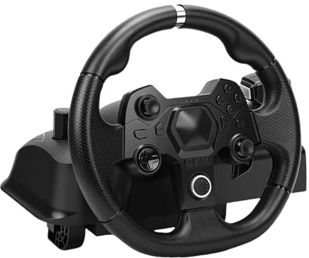 TIKATARER 11 Inch Gaming Steering Wheel, 270 Degree Rotation Steering Wheel, Gaming Accessory with 7 Level Sensitivity, Dual Joysticks & Programmable Pedals, Ideal for & PC