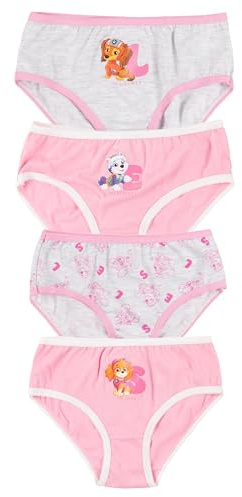 Paw Patrol Panty für Mädchen - Kinder Unterhose Slip Unterwäsche Rosa/Grau (4er Pack)