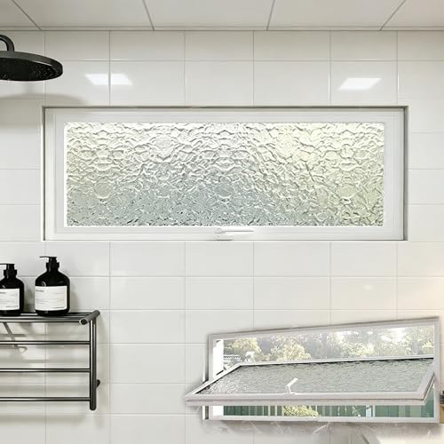 CUXAHO Kellerfenster 360° Drehbares Rechteckiges Fenster, Aluminiumlegierung Rahmen mit 5mm Gehärtetem Glas,Kellerfenster & Badezimmerfenster, Schuppen(Wit,55x90cm)