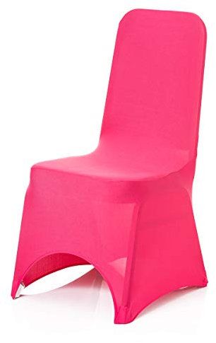 Trimming Shop Fuchsia Housse de Chaise Spandex Mariage Banquet Fête d'anniversaire Fêtes Dîner Elastique Arqué Devant - Fuchsia/Rose, Pack of 10